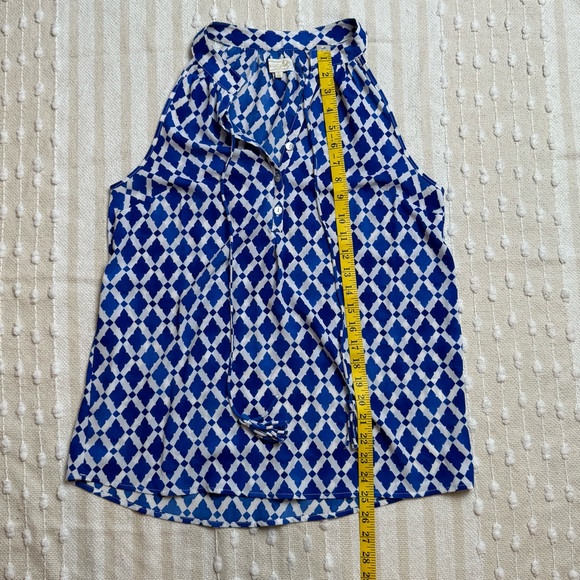 Mud Pie blue/cobalt and white flowy sleeveless blouse size small - Picture 4 of 11